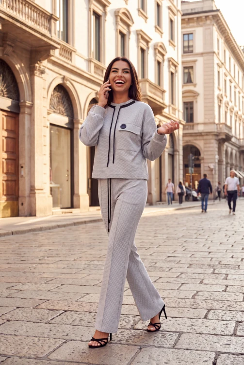 Bluza dresowa ze ściągaczem – szara