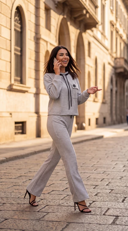 Bluza dresowa ze ściągaczem – szara