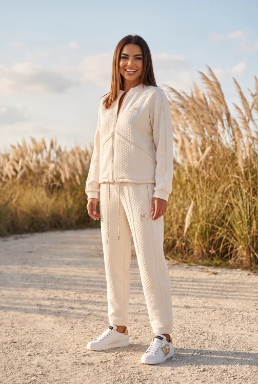 Bluza pikowana rozpinana – kremowa